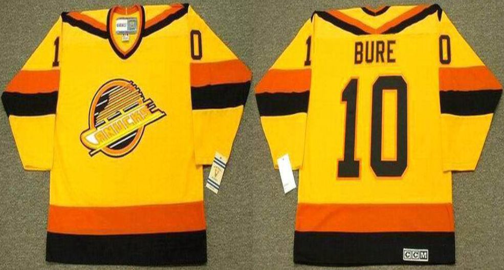 2019 Men Vancouver Canucks 10 Bure Yellow CCM NHL jerseys